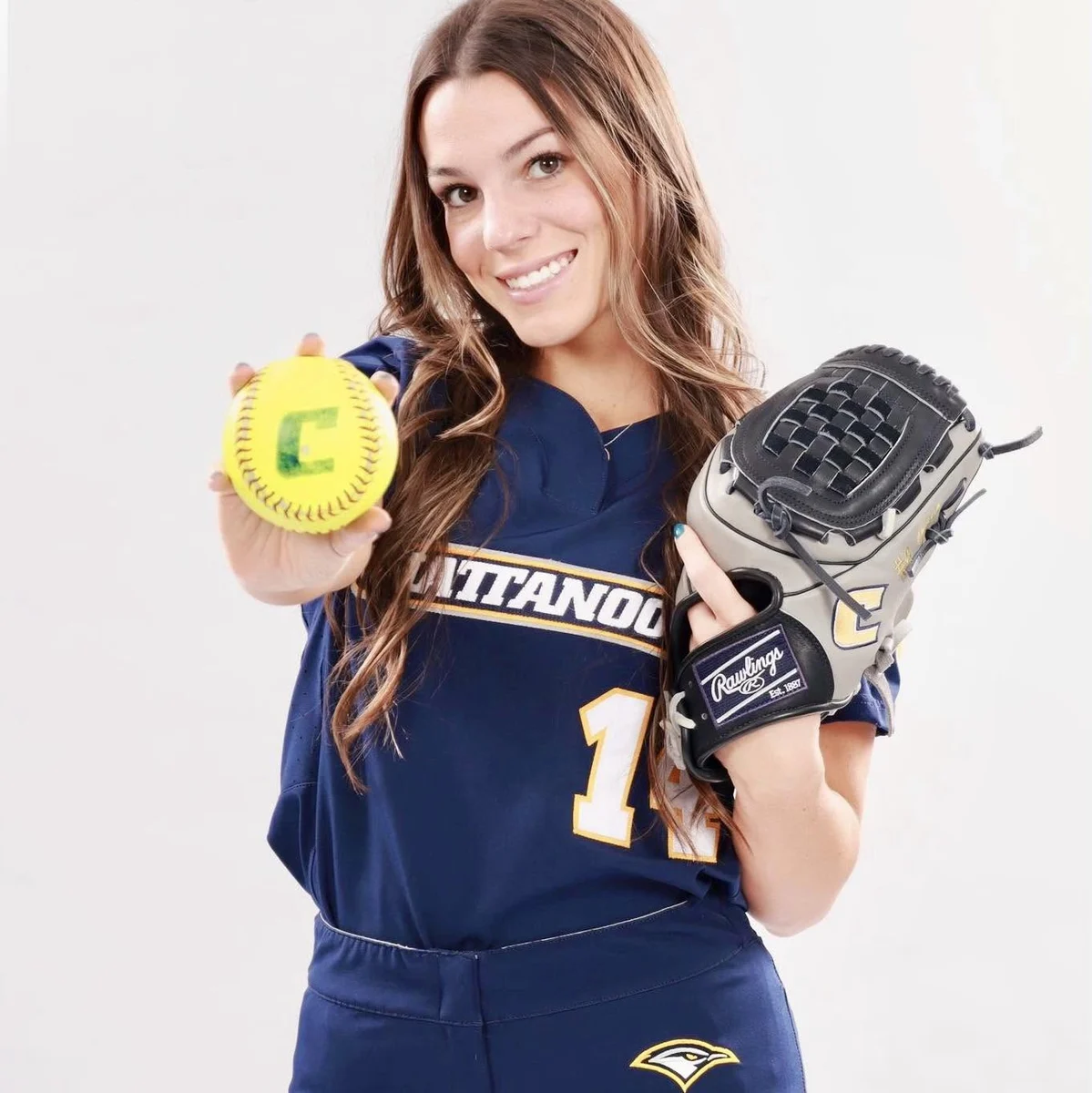 Raven Jones in her Chattanooga softball uniform